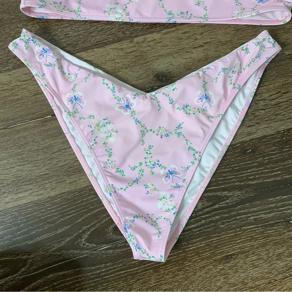 Frankie’s Bikini Womens Pink Dallas Floral fairy tale chain bikini swim XL